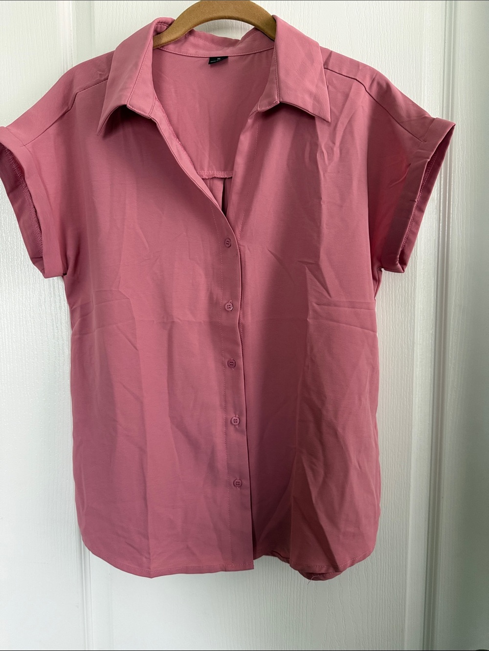SHEIN Dusty Rose Short-Sleeve Button Down Shirt